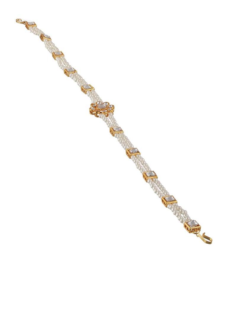 Gold Plated Kundan Studded And Pearl Beaded Mathapatti