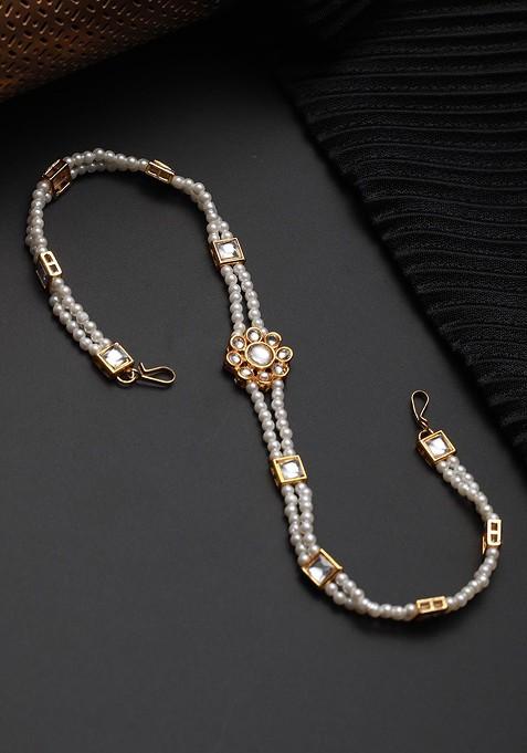 Gold Plated Kundan Studded And Pearl Beaded Mathapatti