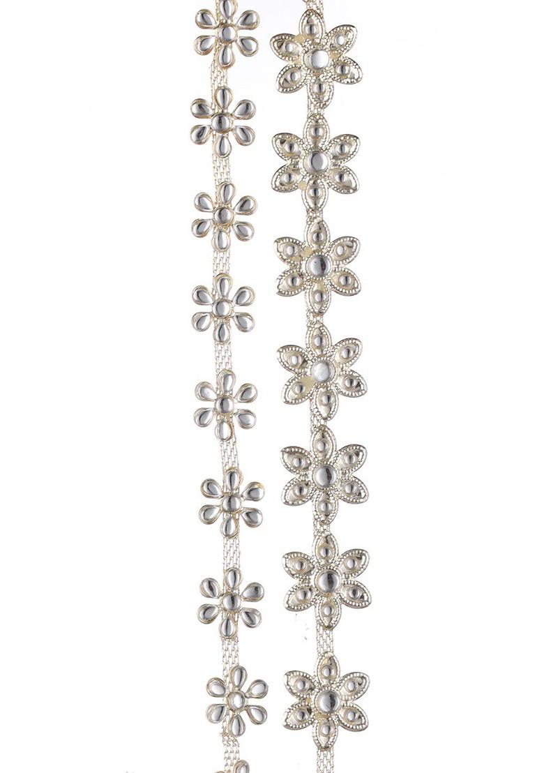 Set Of 2 Silver Plated Kundan Studded Matha Patti