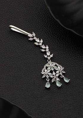 Rhodium Plated Ad Studded Maang Tikka