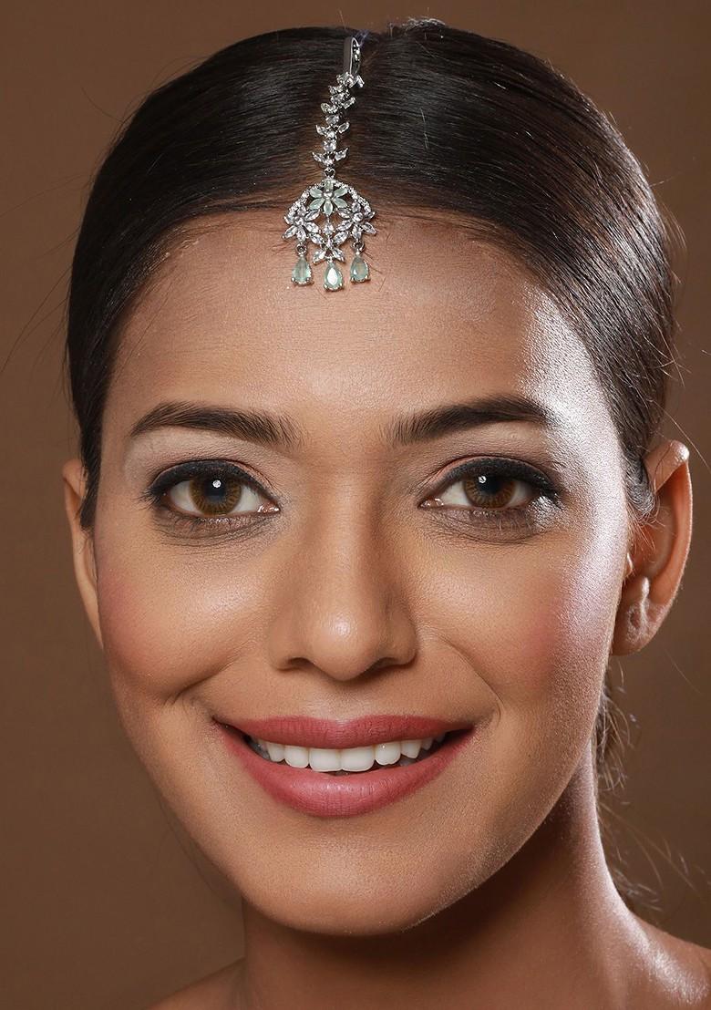 Rhodium Plated Ad Studded Maang Tikka