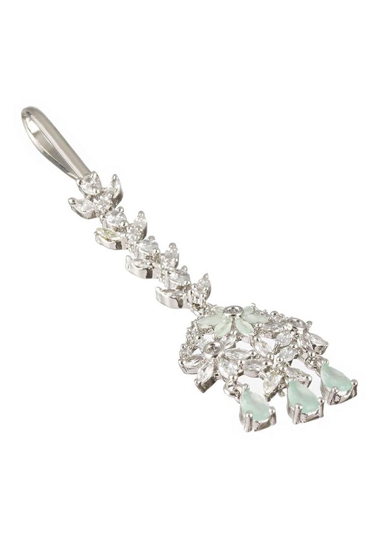 Rhodium Plated Ad Studded Maang Tikka