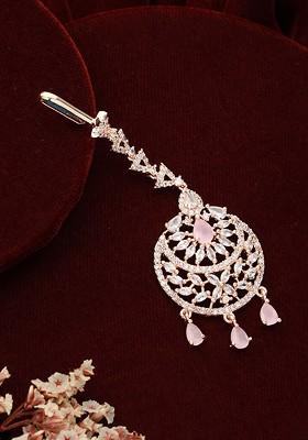 Rose Gold Plated Ad Studded Maang Tikka
