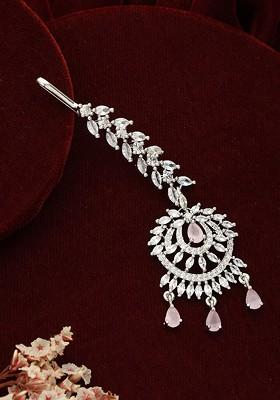 Rhodium Plated Ad Studded Maang Tikka