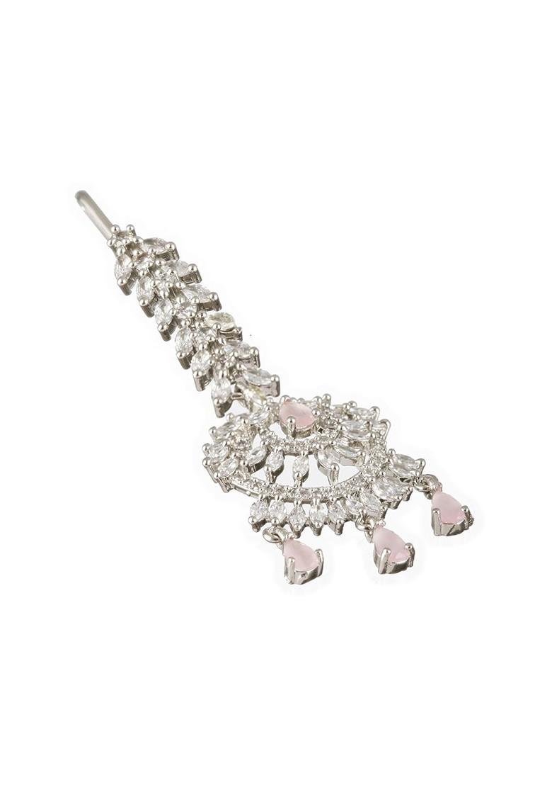 Rhodium Plated Ad Studded Maang Tikka