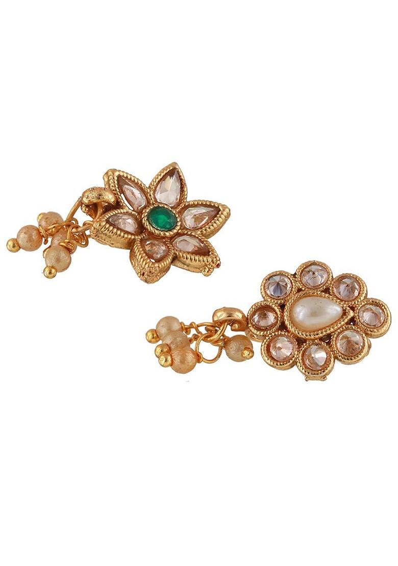 Gold Plated Kundan Studded Clip On Nose Pin