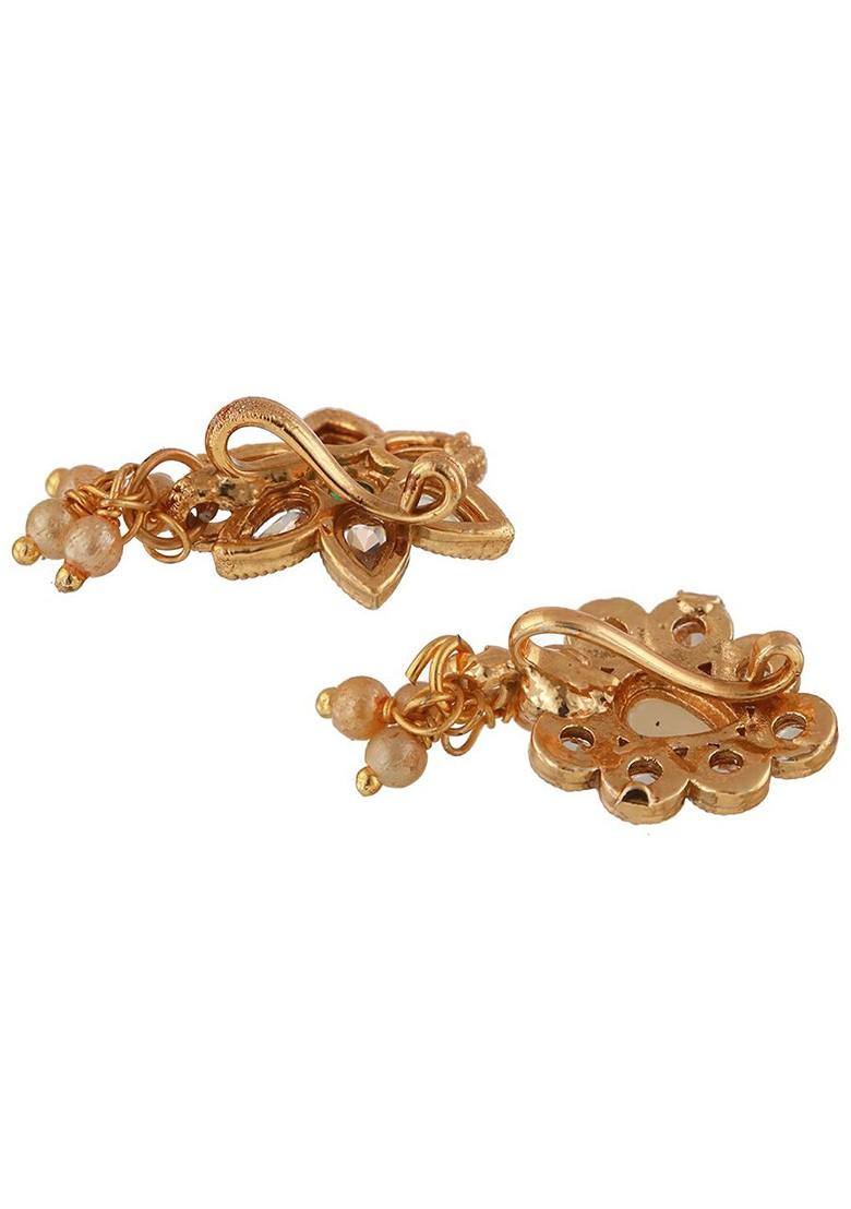 Gold Plated Kundan Studded Clip On Nose Pin