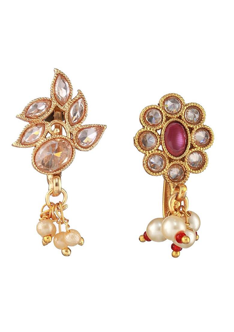 Set Of 2 Gold Plated Kundan Studded Stud Nosepin