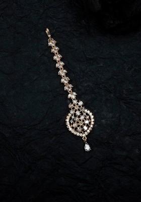 Rose Gold Plated Cz Studded Maang Tikka