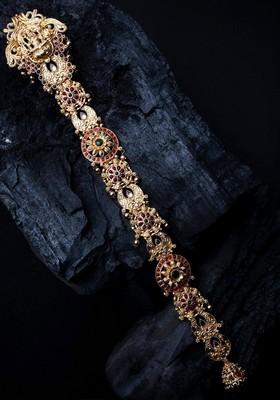 Gold Plated Kemp Stone Studded Tempel Jada Billai