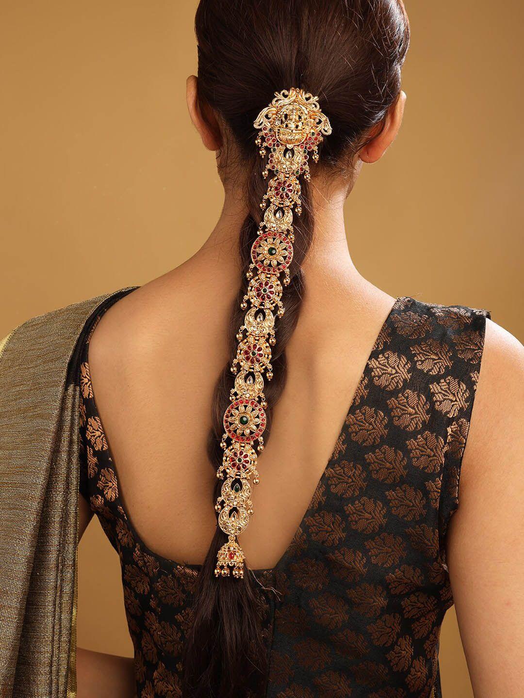 Gold Plated Kemp Stone Studded Tempel Jada Billai