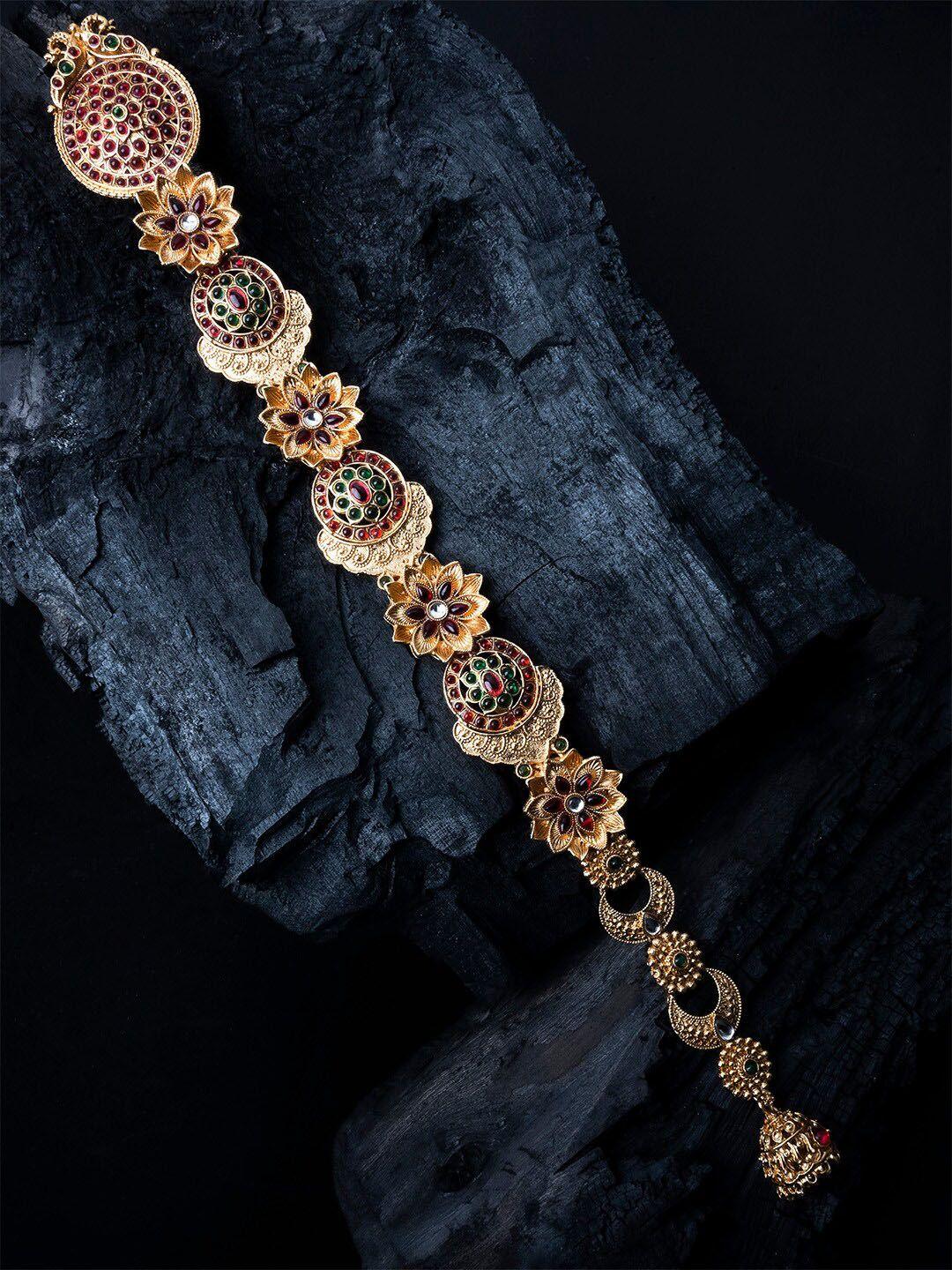 Gold Plated Kemp Stone Studded Temple Jada Bilai