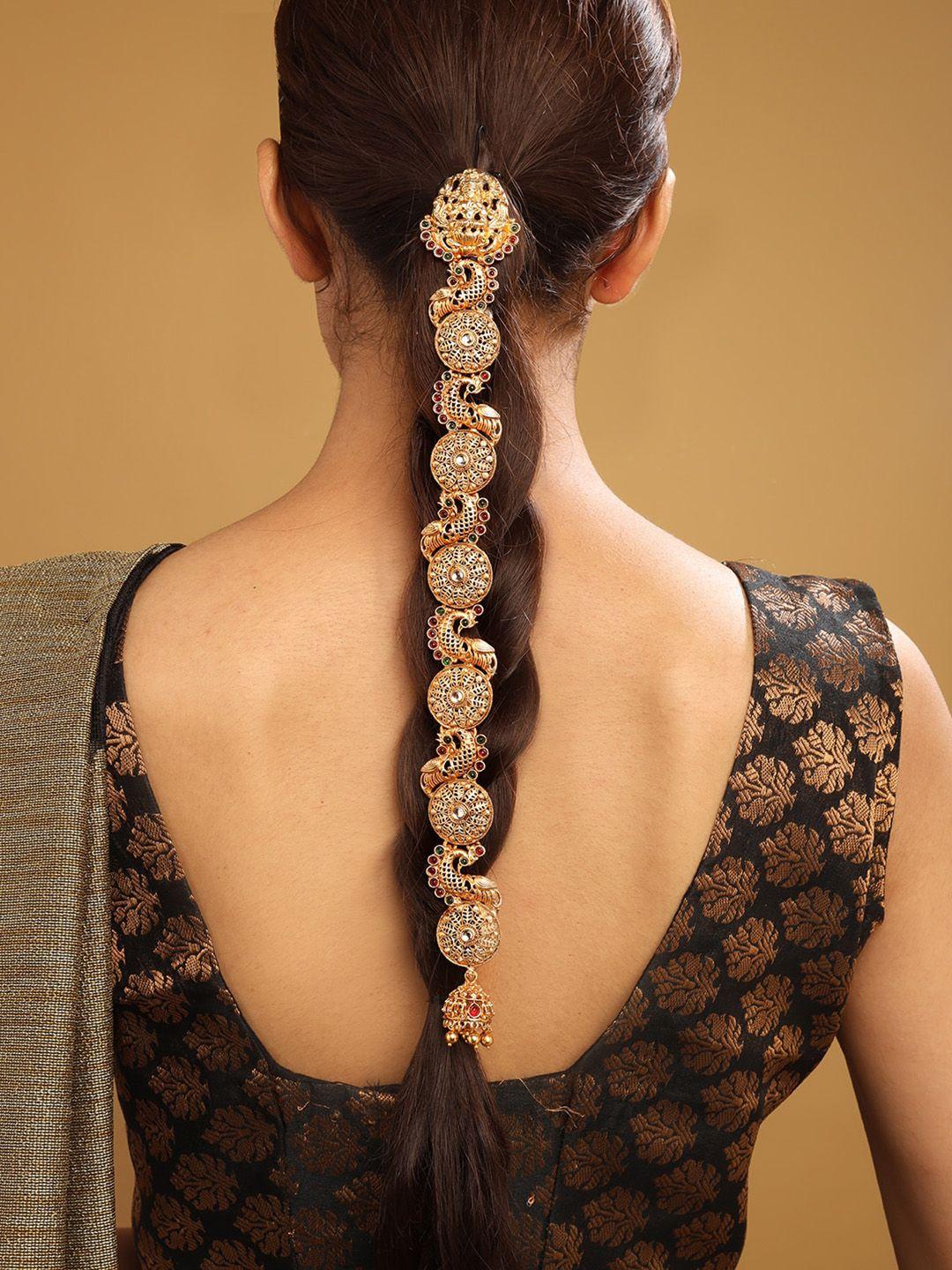 Gold Plated Kemp Stone Studded Temple Jada Bilai