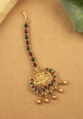 Gold Plated Stones Studded Temple Maang Tikka