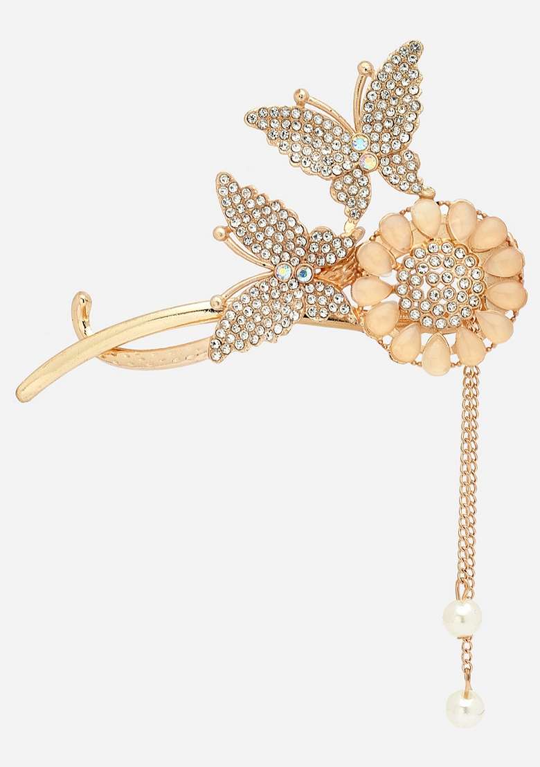Women Stone Studded Butterfly Shaped Embellished Claw Clip - Indya