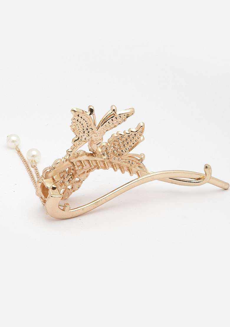 Women Stone Studded Butterfly Shaped Embellished Claw Clip - Indya