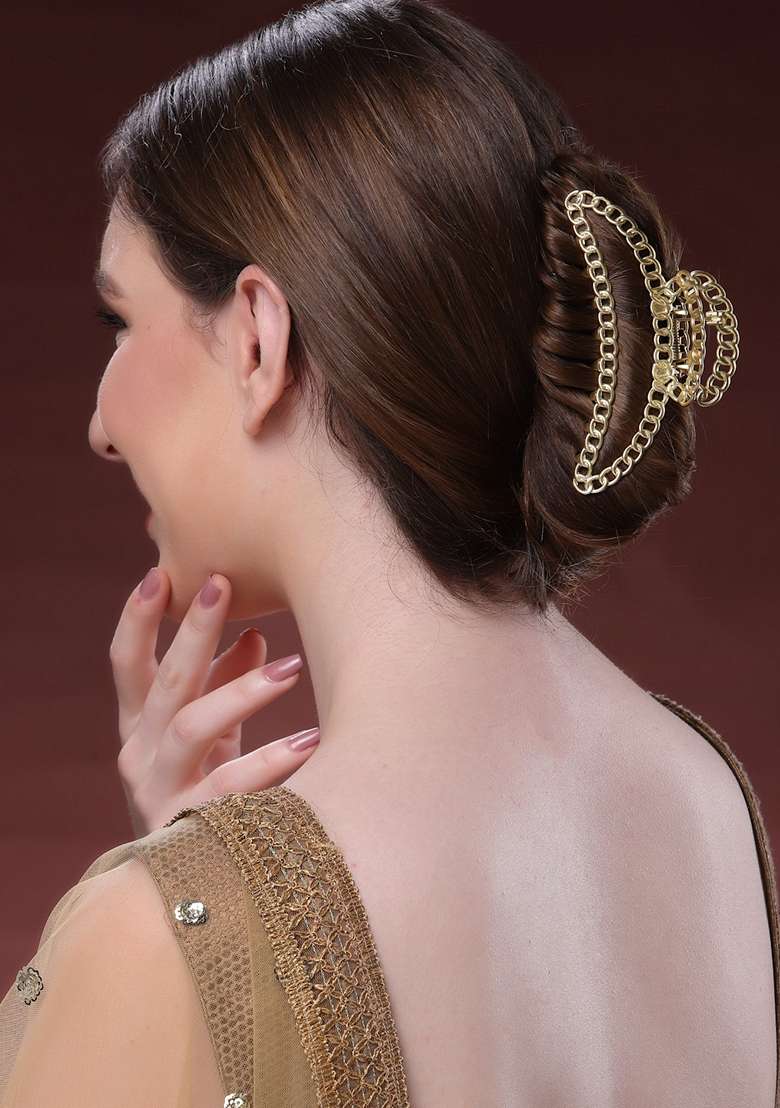 Women Gold Plated Metal Claw Clip - Indya