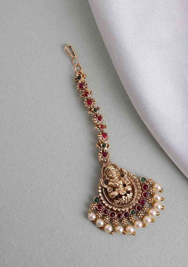 Gold Plated Maang Tikka Head Jewellery - Indya