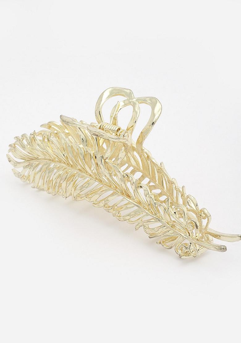 18Kt Gold Plated Stainless Steel Tarnish Free Waterproof Embellished Claw Clip - Indya