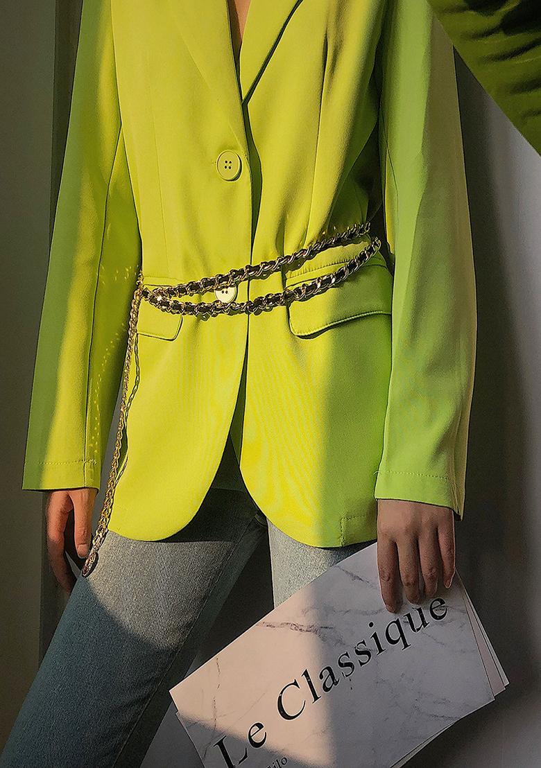 Women Black Gold Toned Embellished Belt - Indya