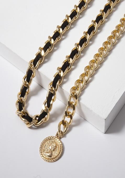 Women Black Gold Toned Embellished Belt