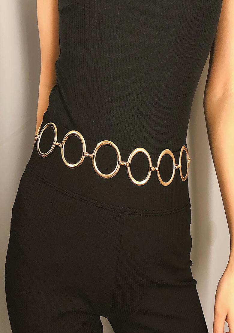 Women Golden O Ring Chain Metallic Belt - Indya