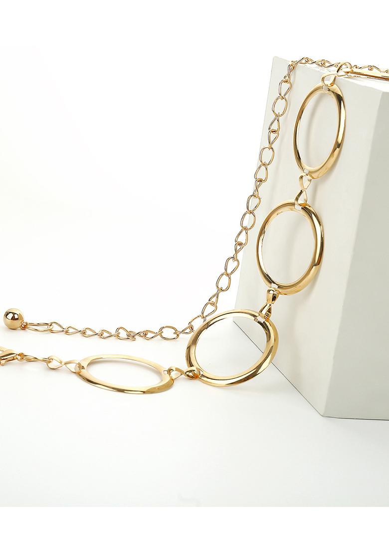 Women Golden O Ring Chain Metallic Belt - Indya