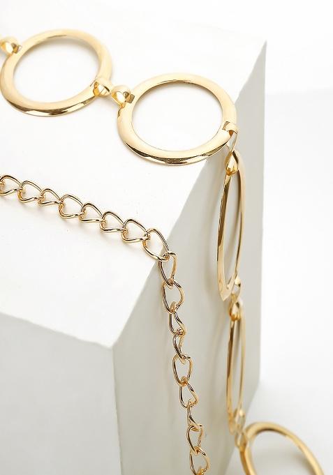 Women Golden O Ring Chain Metallic Belt