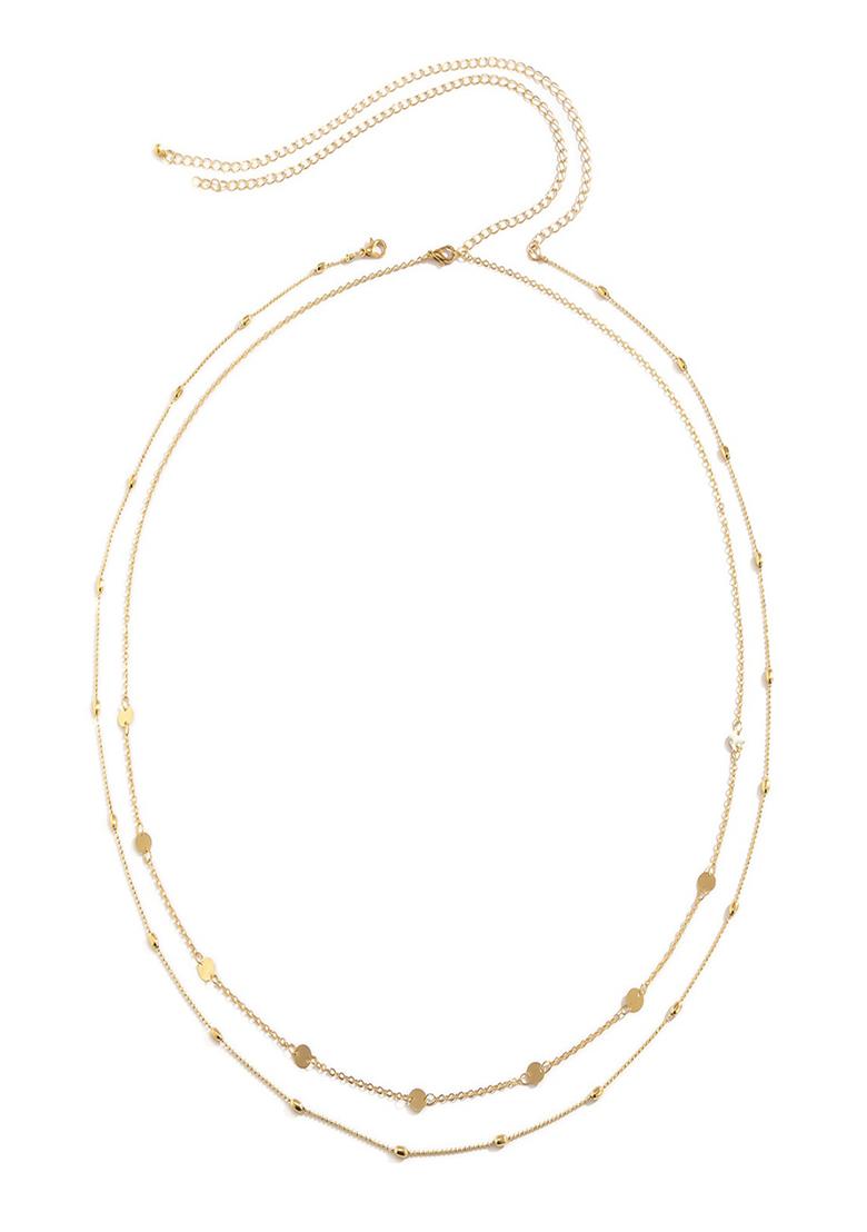 Pack Of 2 Gold Toned Dual Strand Golden Alloy Waist Chain - Indya