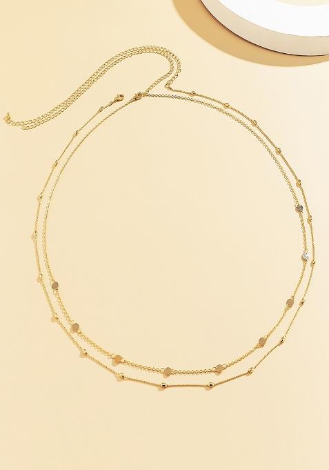 Pack Of 2 Gold Toned Dual Strand Golden Alloy Waist Chain