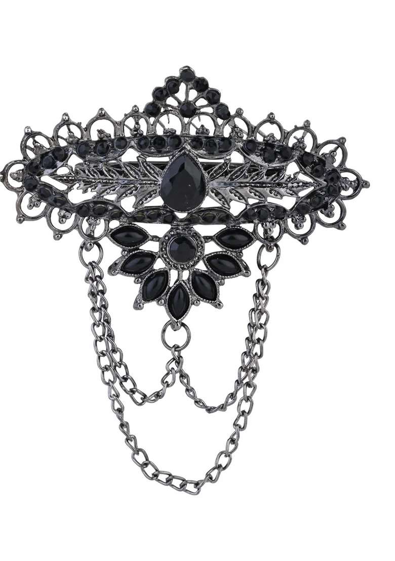 Black Platinum Plating Zinc Alloy Brooch - Indya