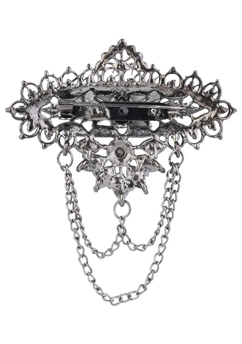 Black Platinum Plating Zinc Alloy Brooch - Indya