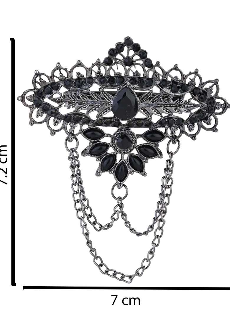 Black Platinum Plating Zinc Alloy Brooch - Indya