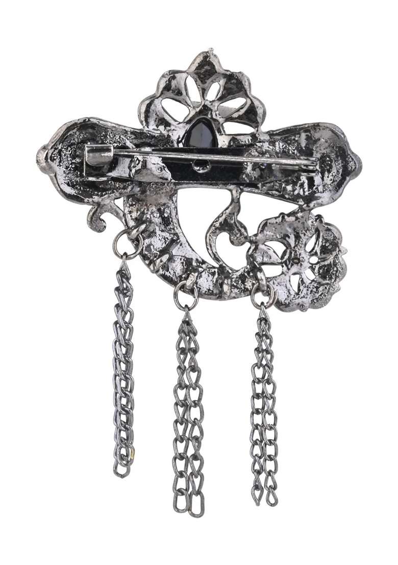 Black Platinum Plating Zinc Alloy Brooch - Indya