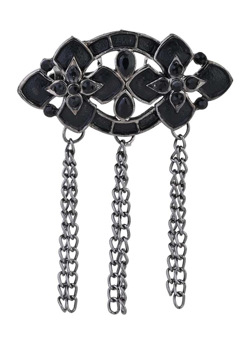 Black Platinum Plating Zinc Alloy Brooch - Indya