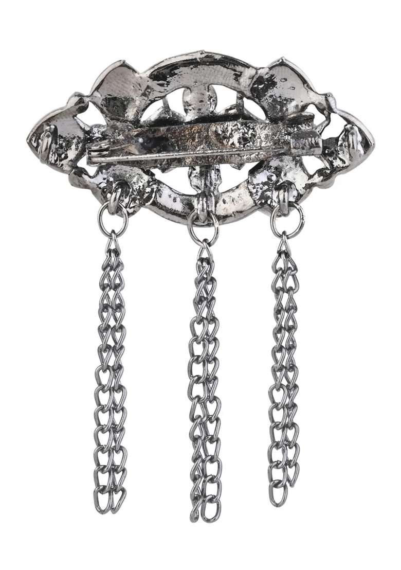 Black Platinum Plating Zinc Alloy Brooch - Indya