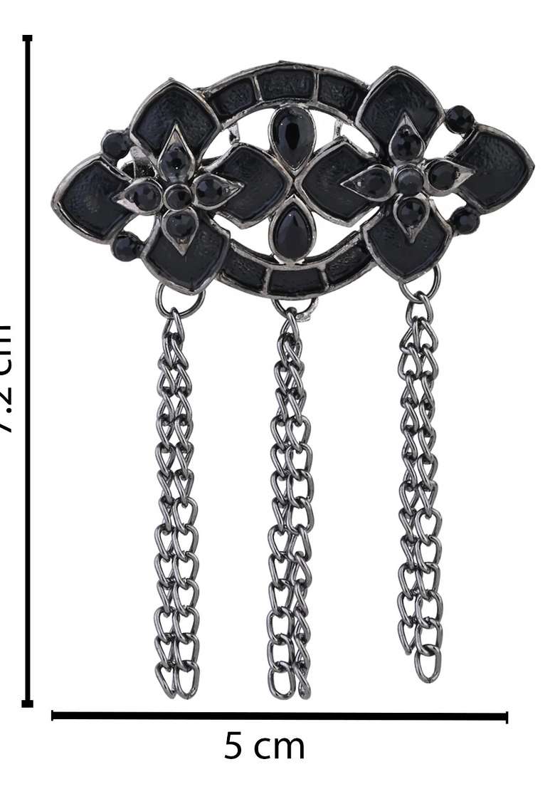Black Platinum Plating Zinc Alloy Brooch - Indya