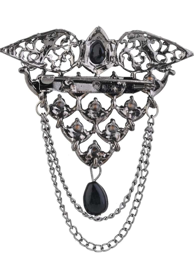 Black Platinum Plating Zinc Alloy Brooch - Indya