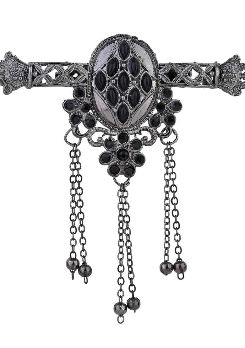 Black Platinum Plating Zinc Alloy Brooch - Indya