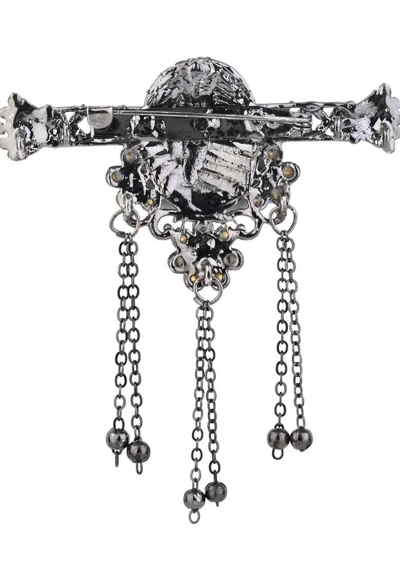 Black Platinum Plating Zinc Alloy Brooch - Indya