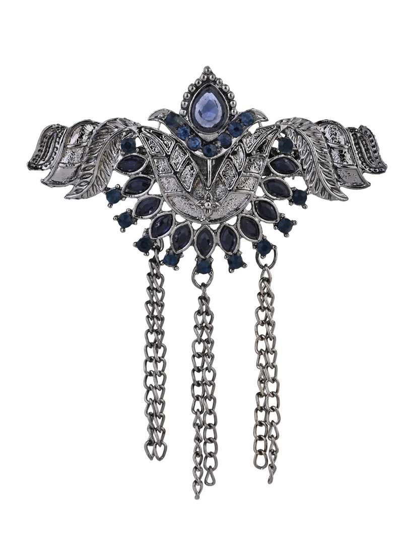 Blue Platinum Plating Zinc Alloy Brooch - Indya