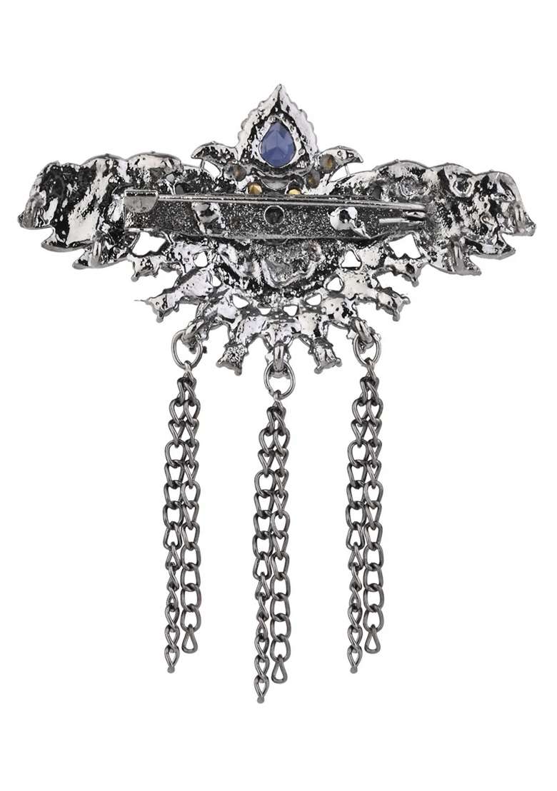 Blue Platinum Plating Zinc Alloy Brooch - Indya