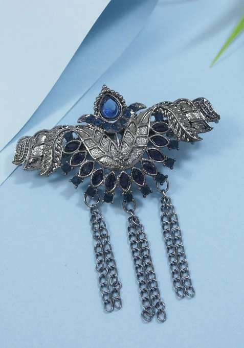 Blue Platinum Plating Zinc Alloy Brooch