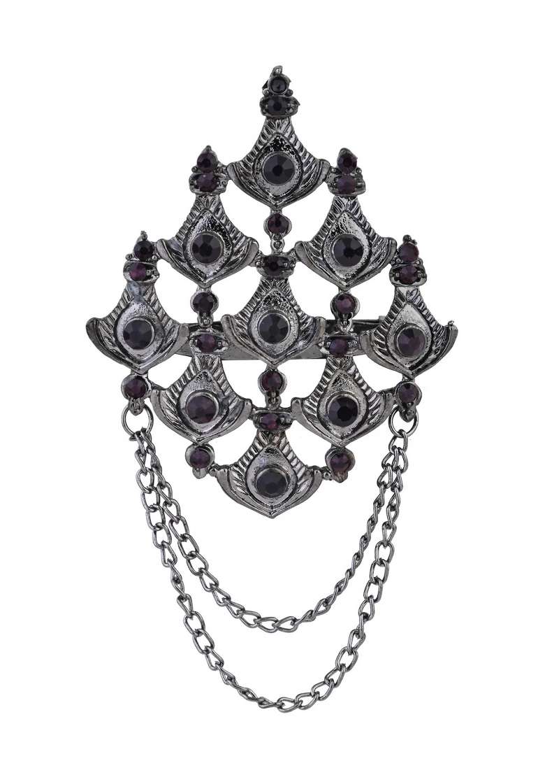 Wine Platinum Plating Zinc Alloy Brooch - Indya