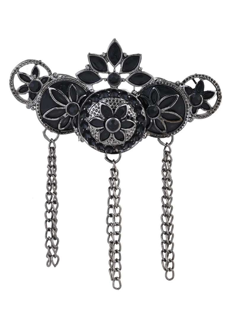 Black Platinum Plating Zinc Alloy Brooch - Indya