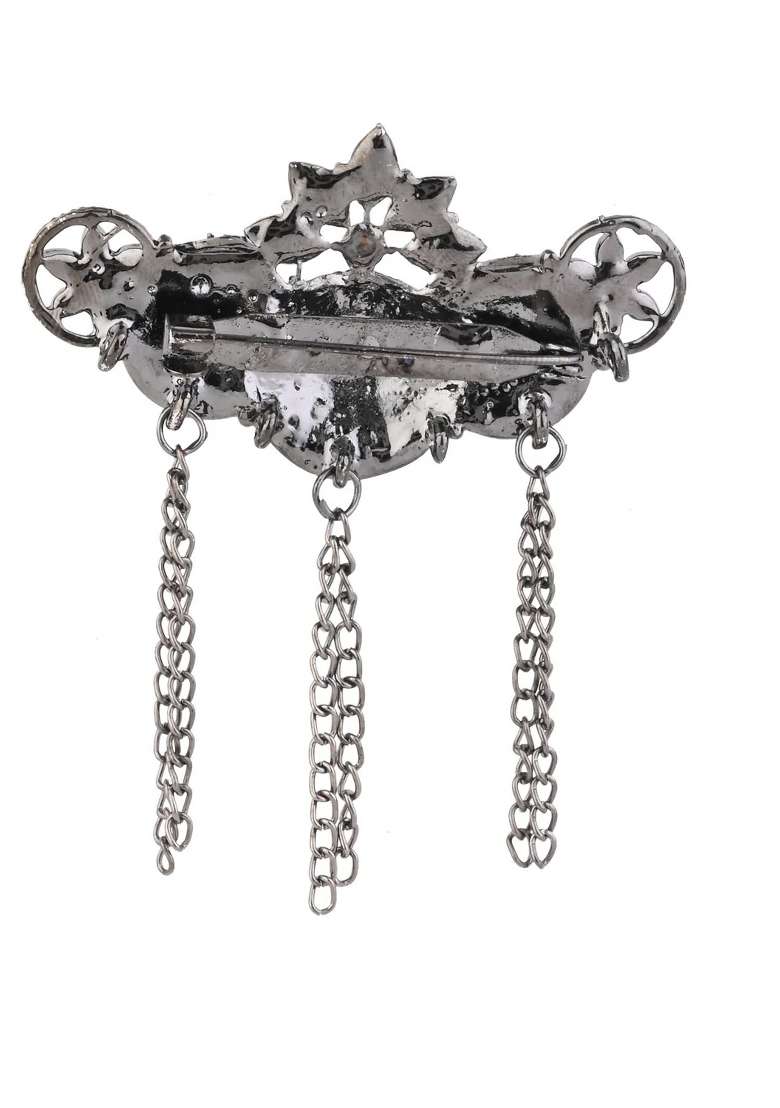 Black Platinum Plating Zinc Alloy Brooch - Indya