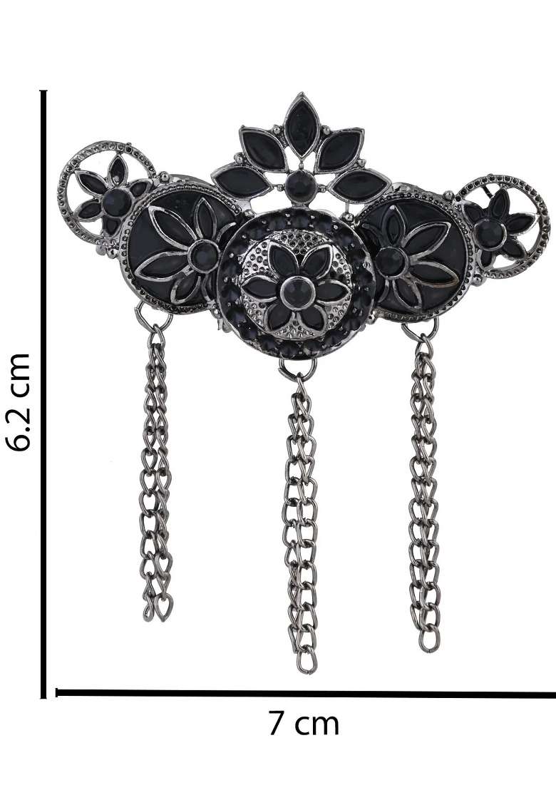 Black Platinum Plating Zinc Alloy Brooch - Indya