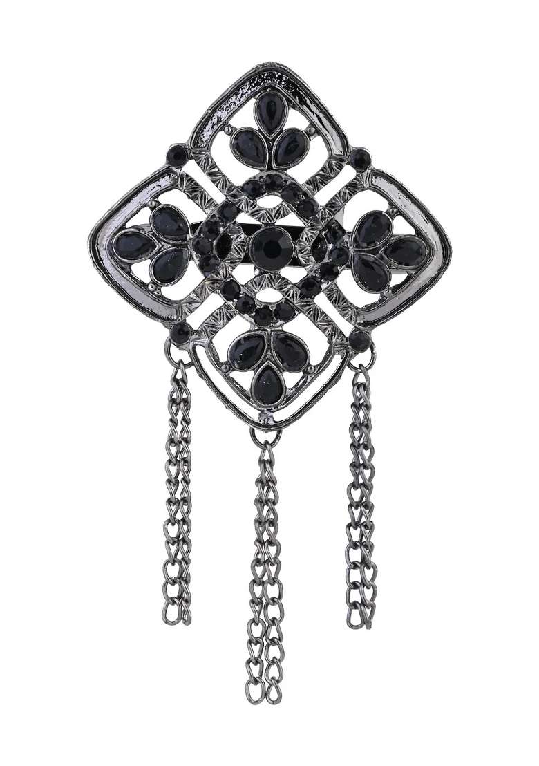 Black Platinum Plating Zinc Alloy Brooch - Indya