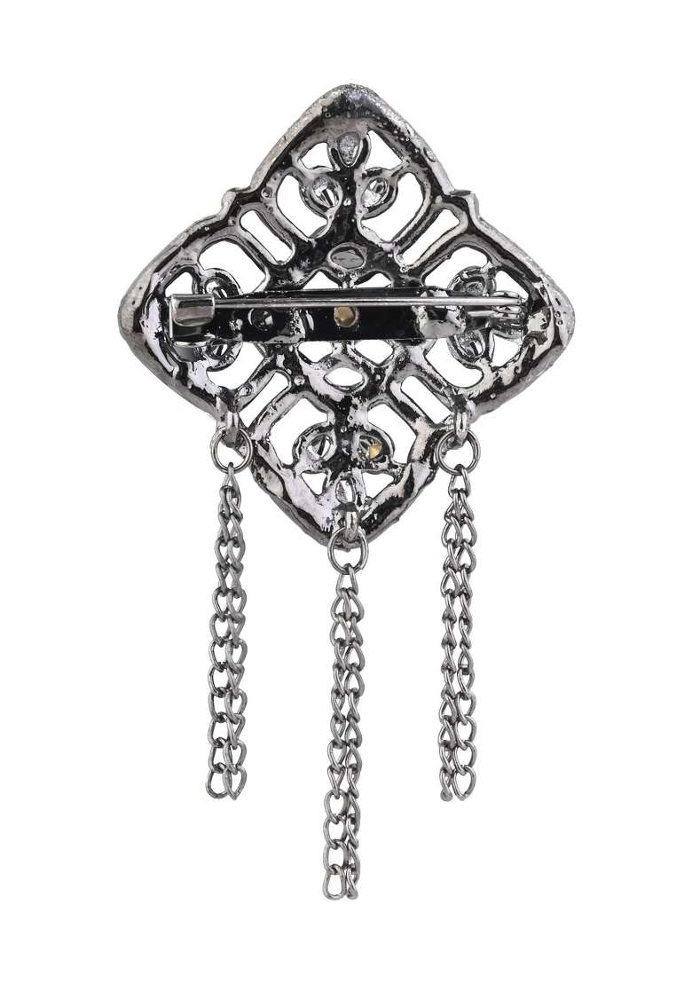 Black Platinum Plating Zinc Alloy Brooch - Indya