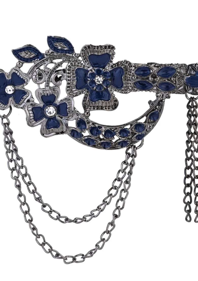 Blue Platinum Plating Zinc Alloy Brooch - Indya